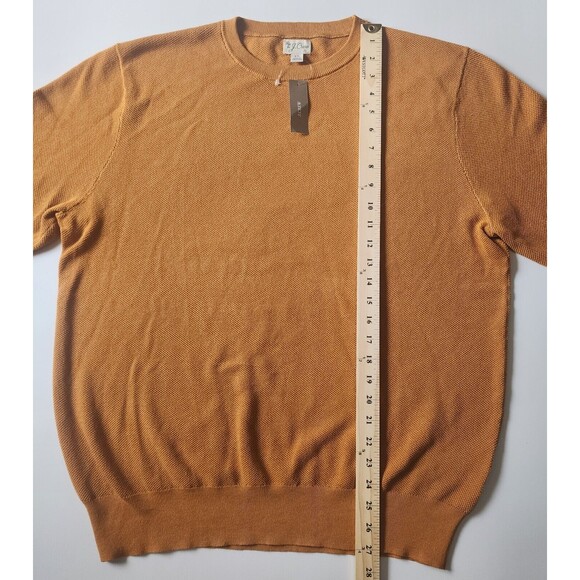 J. Crew Sweater Mens XL Orange Cotton Piqué-Stitch Crewneck Pullover Preppy NWT - Picture 7 of 10